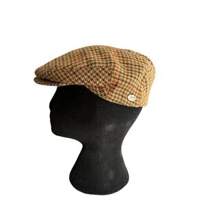 Bailey of Hollywood Lord Brown Tan Plaid Ivy Cap Merino Wool Size Small